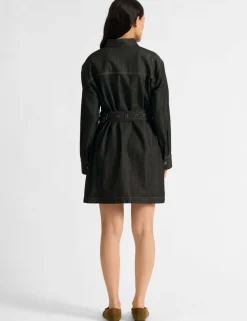 Denim Belted Mini Utility Dress