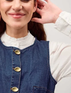 Denim Button Through Midi Skater Dress