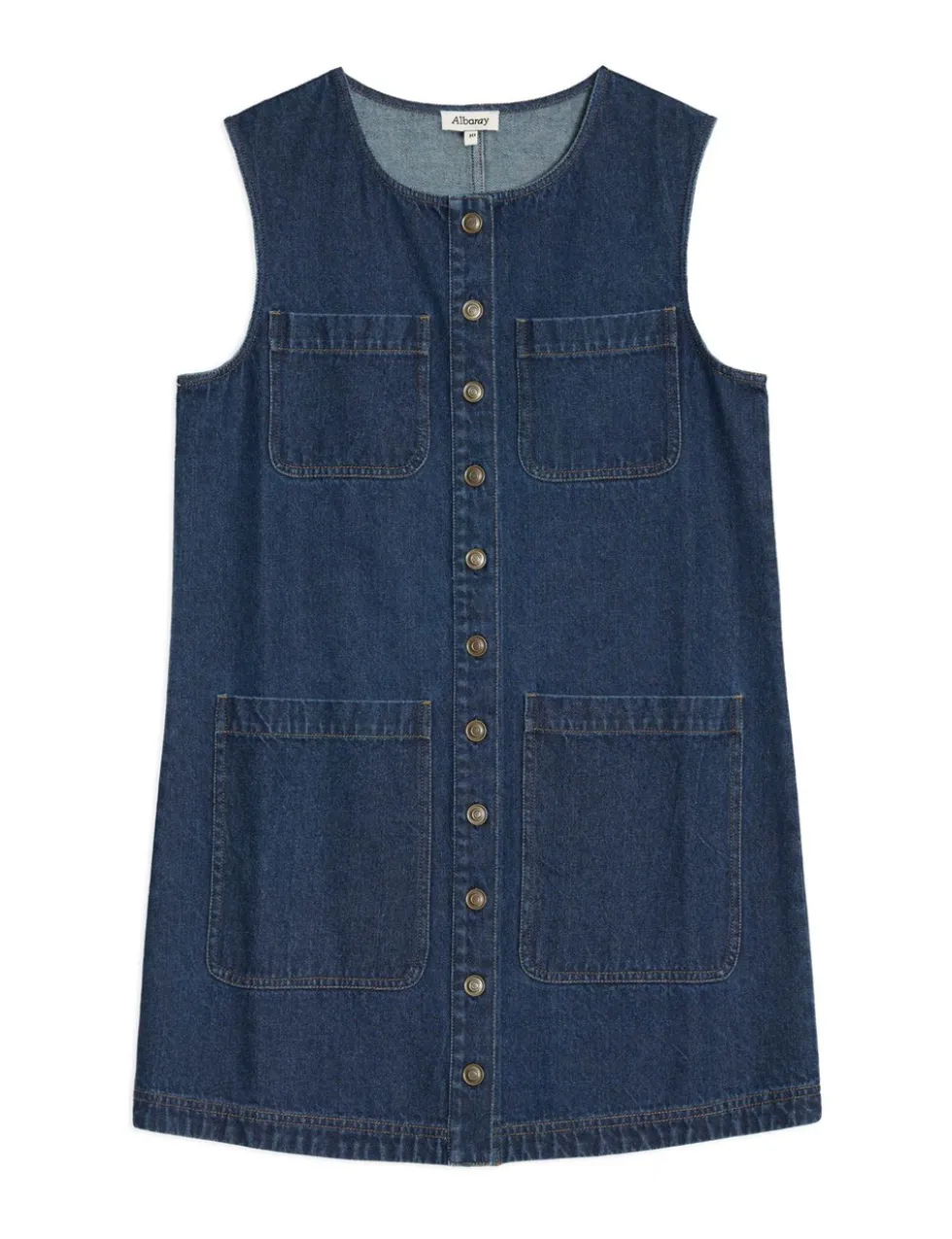 Denim Button Through Mini Shift Dress