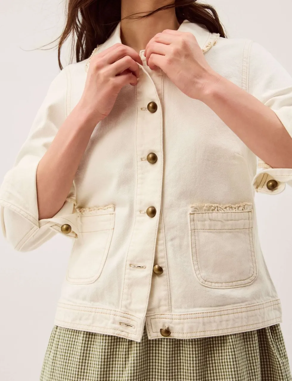 Denim Collared Frill Detail Jacket