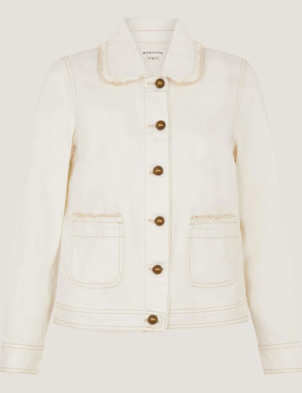 Denim Collared Frill Detail Jacket