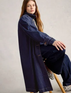 Denim Collared Longline Coat