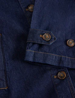 Denim Collared Longline Coat