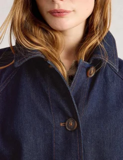 Denim Collared Longline Coat