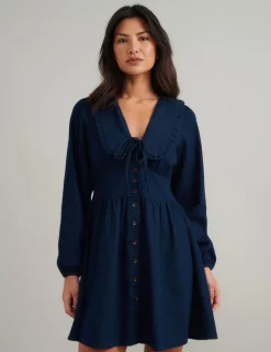 Denim Collared Mini Tea Dress