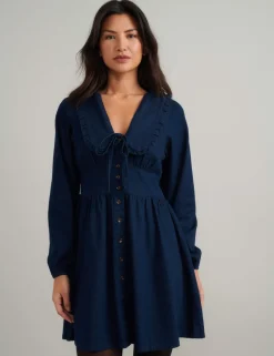 Denim Collared Mini Tea Dress