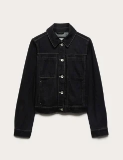 Denim Collared Short Trucker Jacket