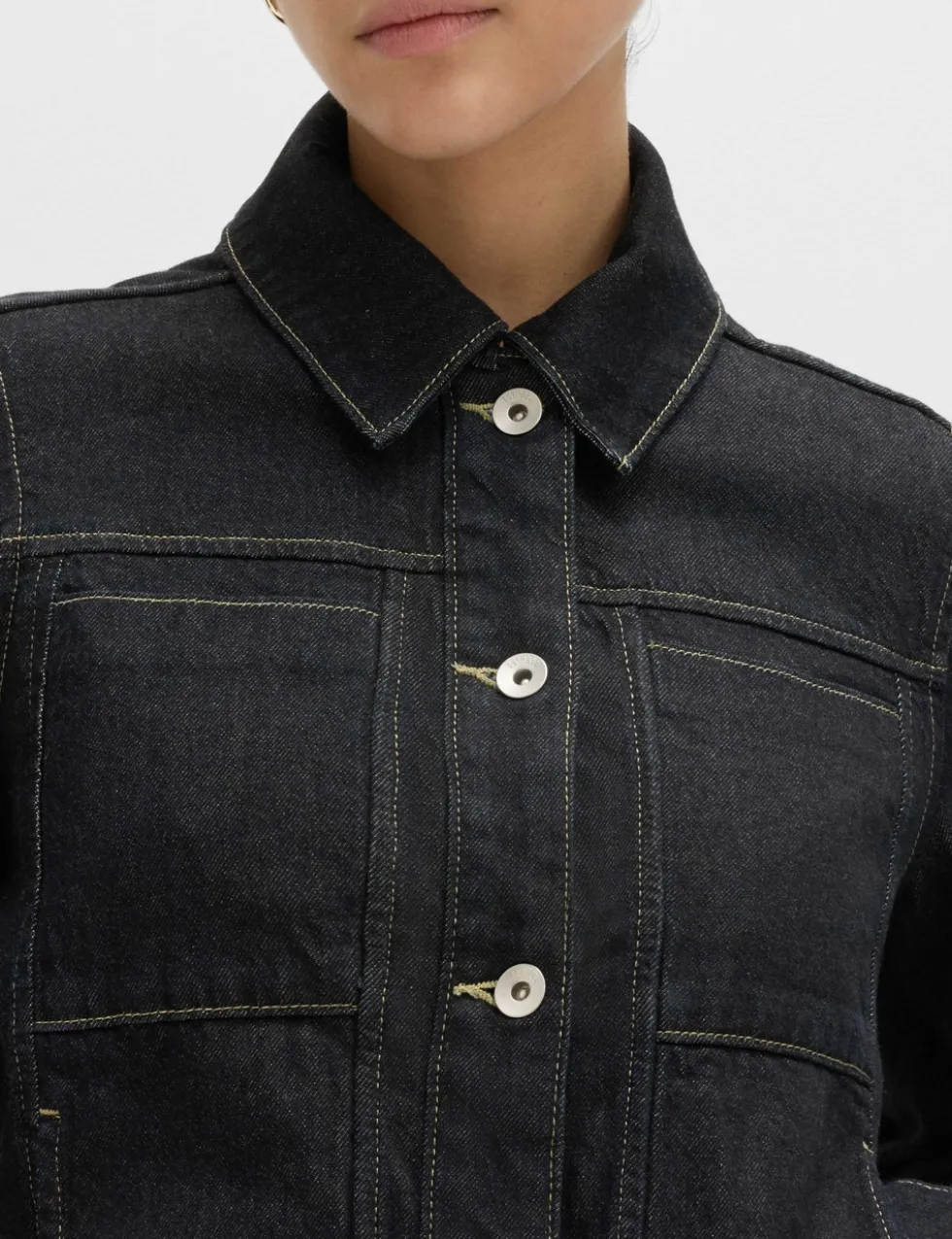 Denim Collared Short Trucker Jacket