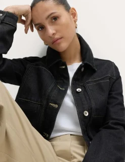 Denim Collared Short Trucker Jacket