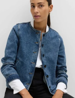 Denim Collarless Jacket
