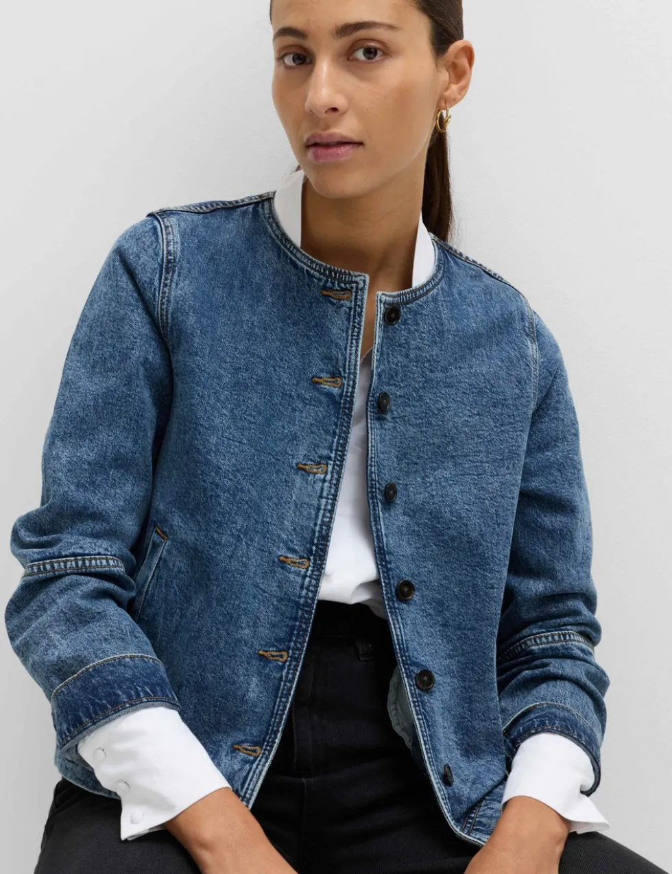Denim Collarless Jacket