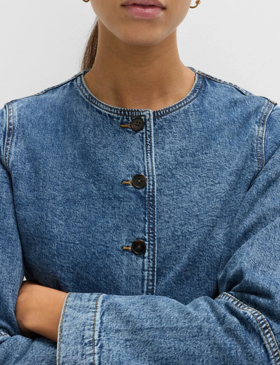 Denim Collarless Jacket