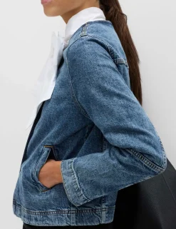 Denim Collarless Jacket