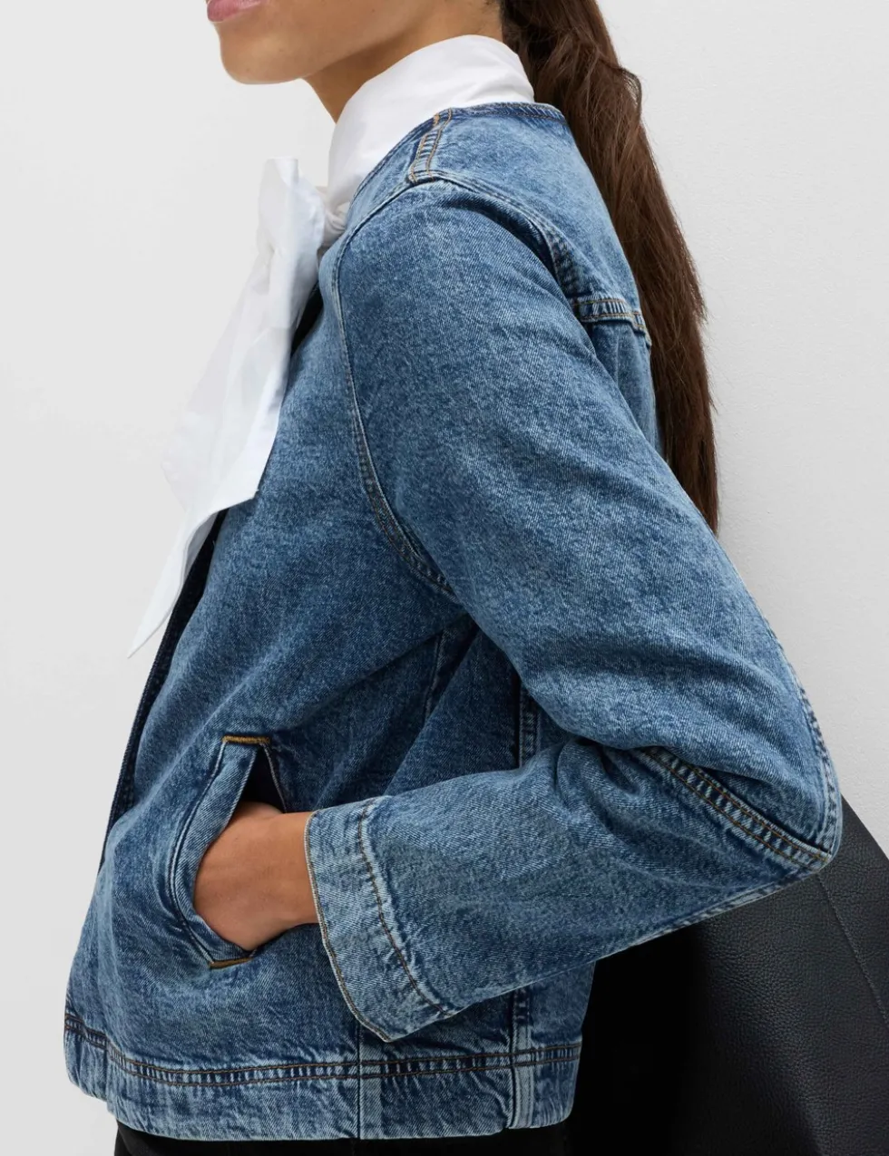 Denim Collarless Jacket
