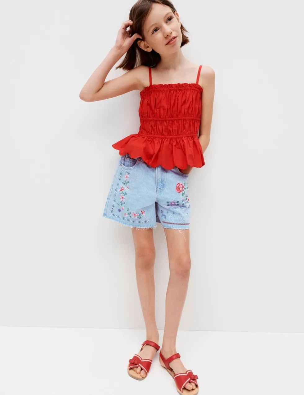 Denim Cross Stitch Bermuda Shorts (6-16 Yrs)
