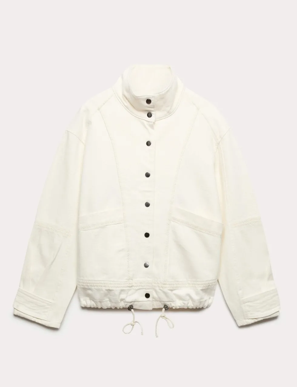 Denim Cross Stitch Casual Utility Jacket