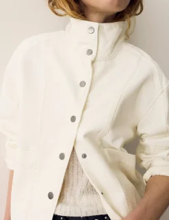 Denim Cross Stitch Casual Utility Jacket