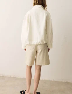 Denim Cross Stitch Casual Utility Jacket