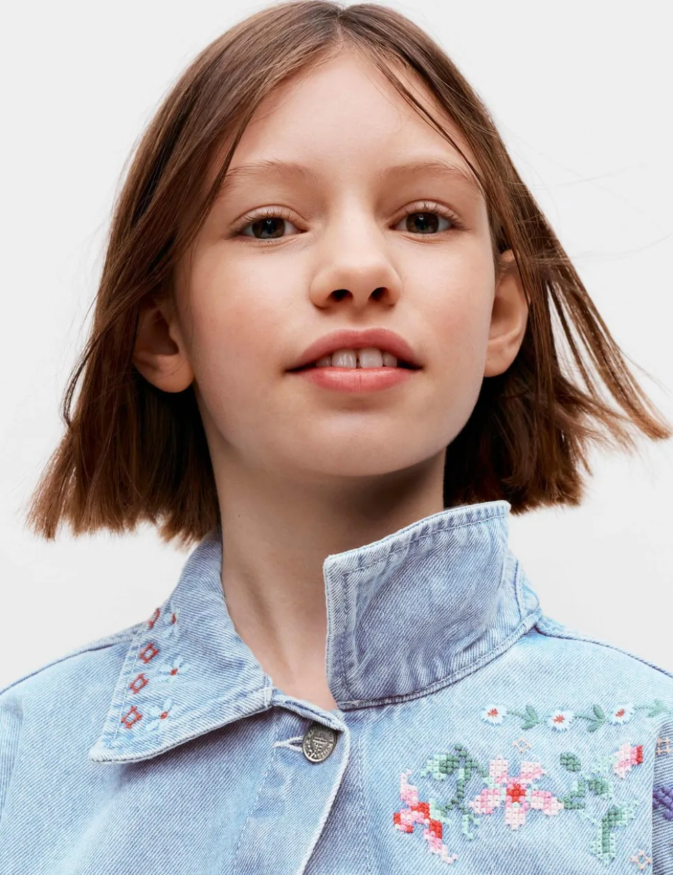 Denim Cross Stitch Embroidered Shirt (6-16 Yrs)