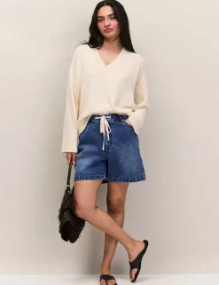 Denim Drawstring Shorts