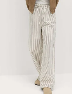 Denim Drawstring Wide-Leg Trousers