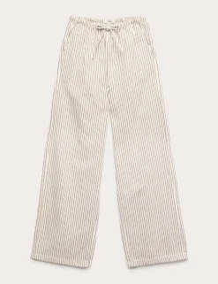 Denim Drawstring Wide-Leg Trousers