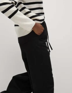 Denim Drawstring Wide-Leg Trousers