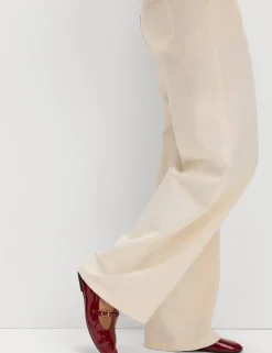Denim Drawstring Wide-Leg Trousers
