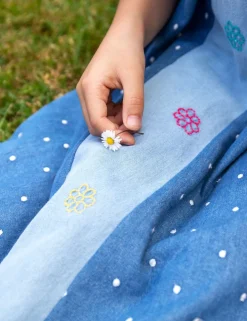 Denim Embroidered Dress (2-10 Yrs)