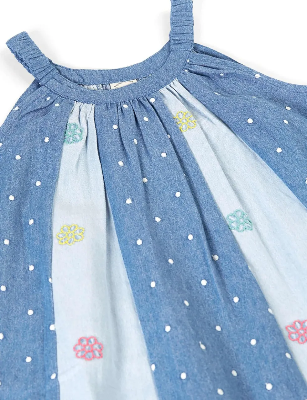 Denim Embroidered Dress (2-10 Yrs)