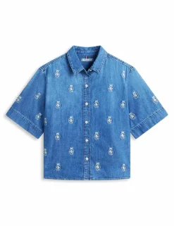 Denim Embroidered Relaxed Shirt