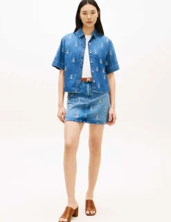 Denim Embroidered Relaxed Shirt