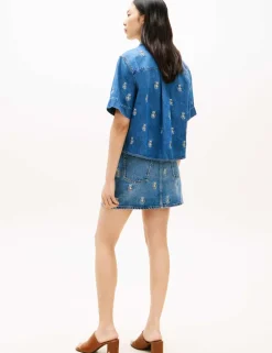 Denim Embroidered Relaxed Shirt