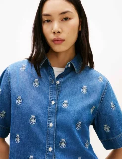 Denim Embroidered Relaxed Shirt