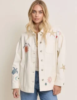 Denim Embroidered Shacket
