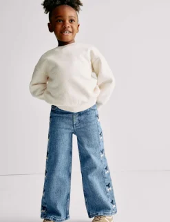 Denim Embroidered Wide Leg Jeans (2-16 Yrs)