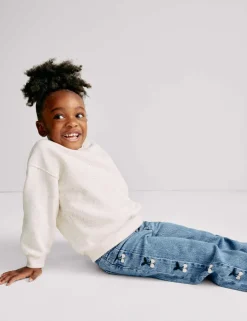 Denim Embroidered Wide Leg Jeans (2-16 Yrs)