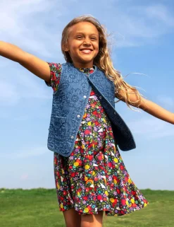 Denim Floral Embroidered Waistcoat (1-12 Yrs)