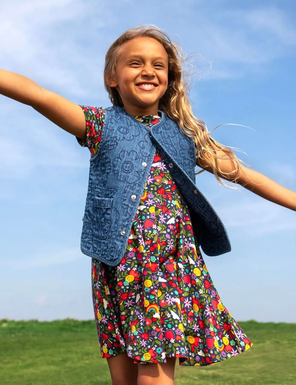 Denim Floral Embroidered Waistcoat (1-12 Yrs)
