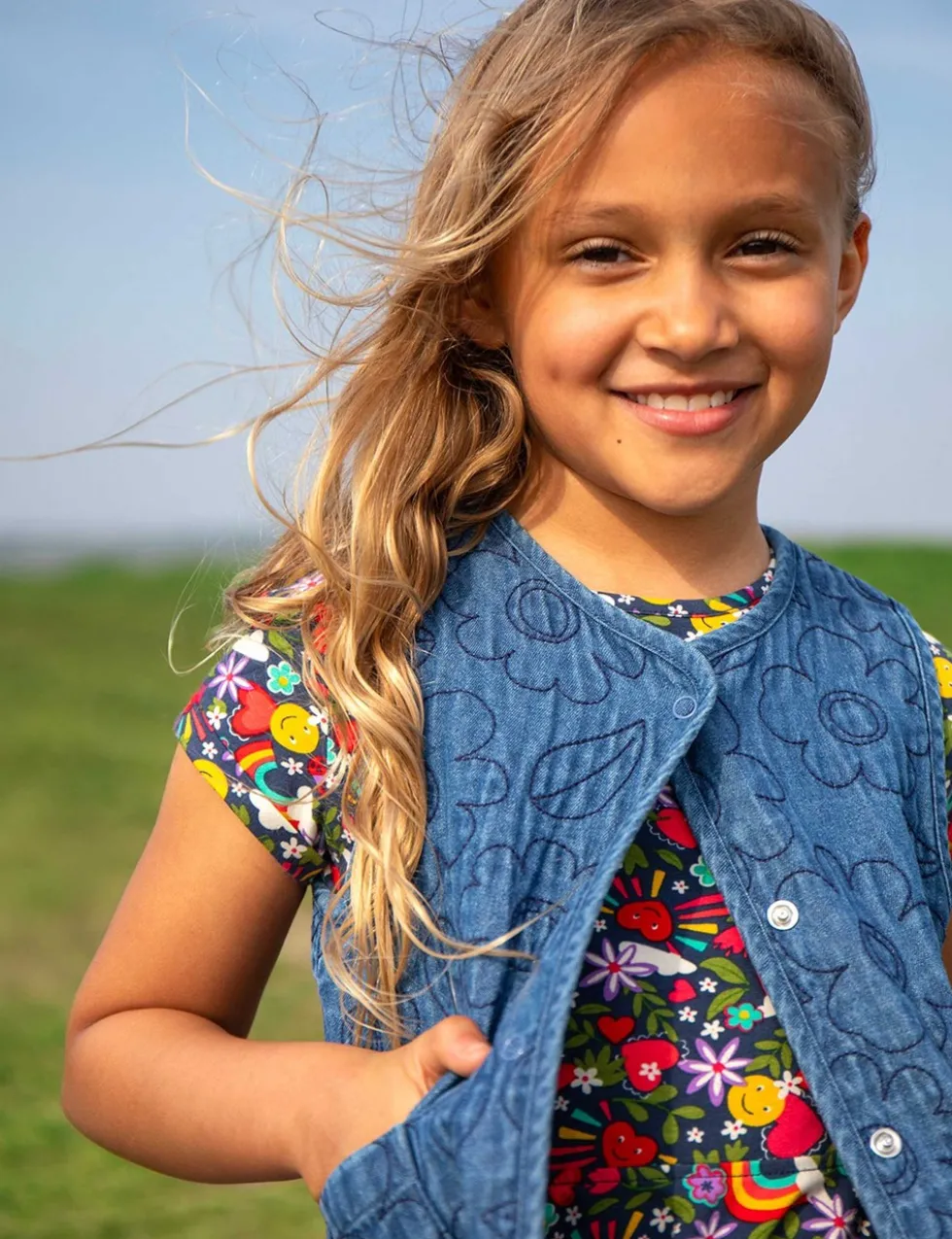 Denim Floral Embroidered Waistcoat (1-12 Yrs)