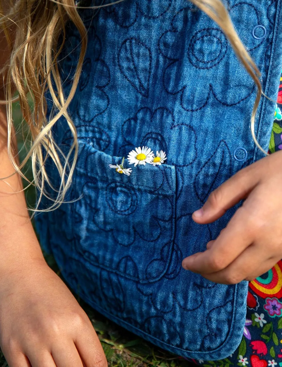 Denim Floral Embroidered Waistcoat (1-12 Yrs)