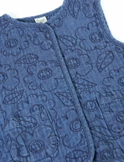 Denim Floral Embroidered Waistcoat (1-12 Yrs)