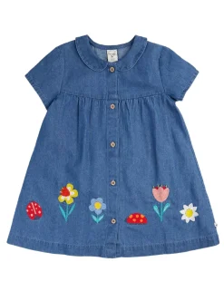 Denim Flower Embroidered Dress (3 Mths-8 Yrs)