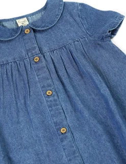 Denim Flower Embroidered Dress (3 Mths-8 Yrs)