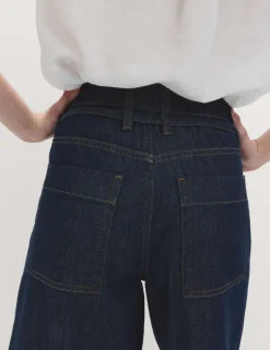 Denim High Waisted Belted Wide Leg Culottes