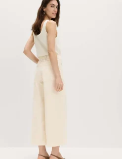Denim High Waisted Belted Wide Leg Culottes