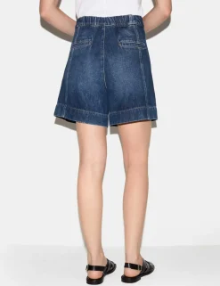 Denim High Waisted Seam Detail Shorts