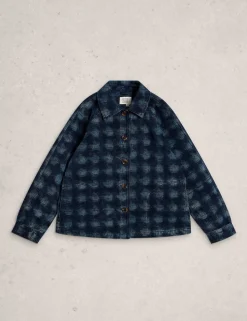 Denim Jacquard Collared Jacket