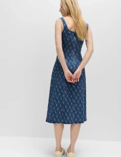 Denim Jacquard Midi Column Dress