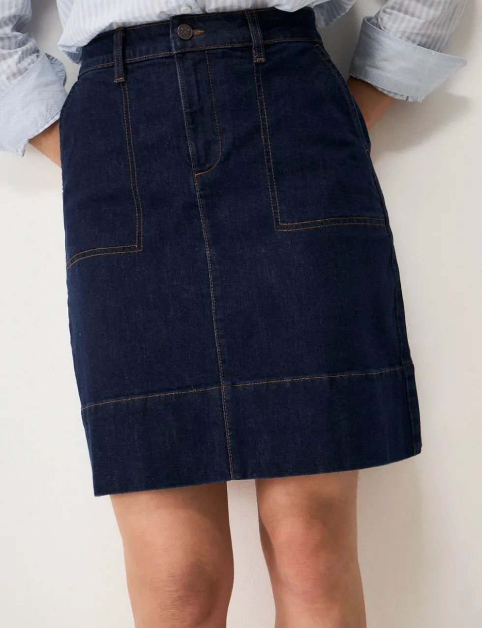 Denim Knee Length A-Line Skirt